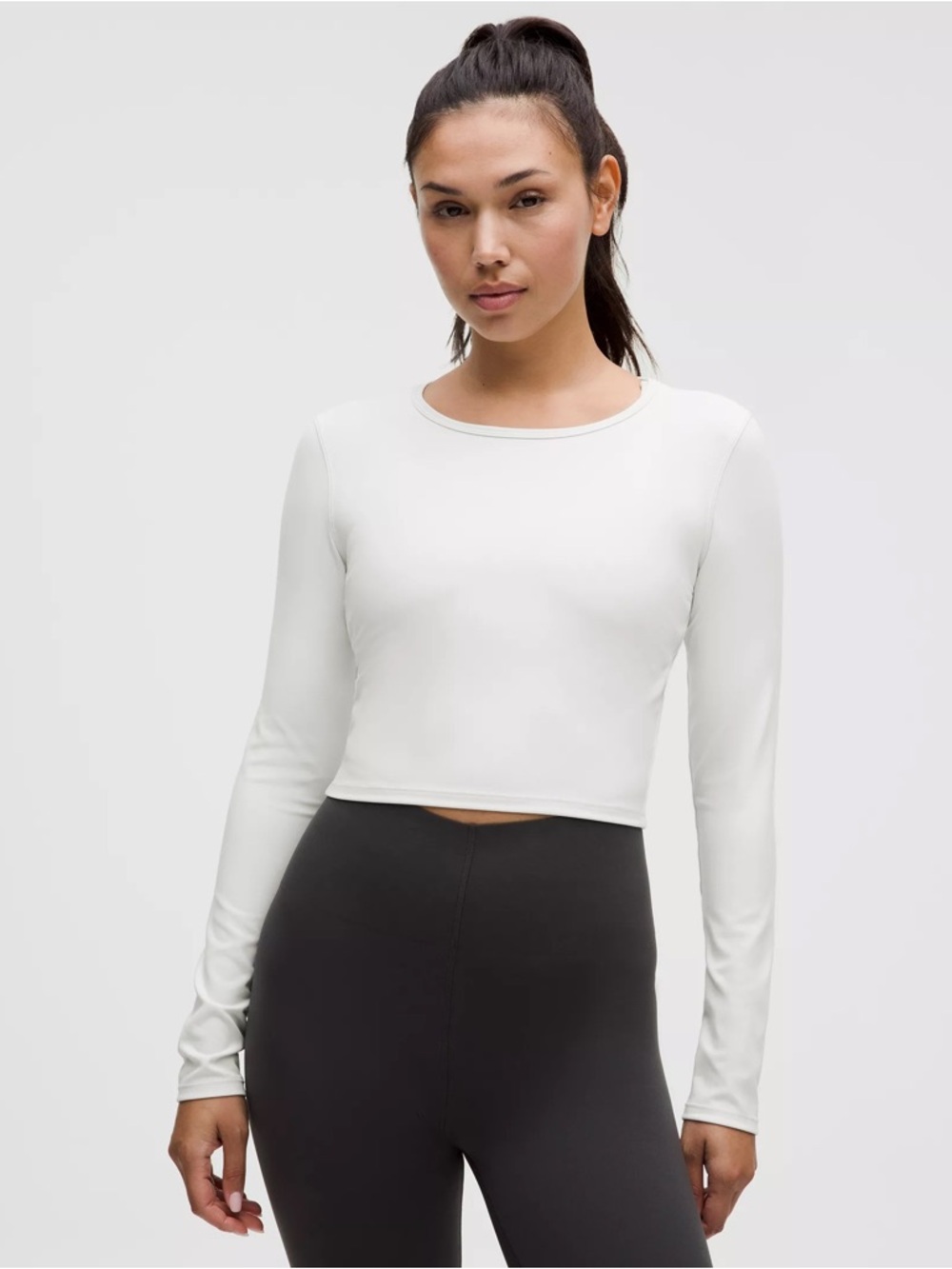 Lululemon Wunder Train Cropped Long Sleeve in White, Size 0, New with Tags